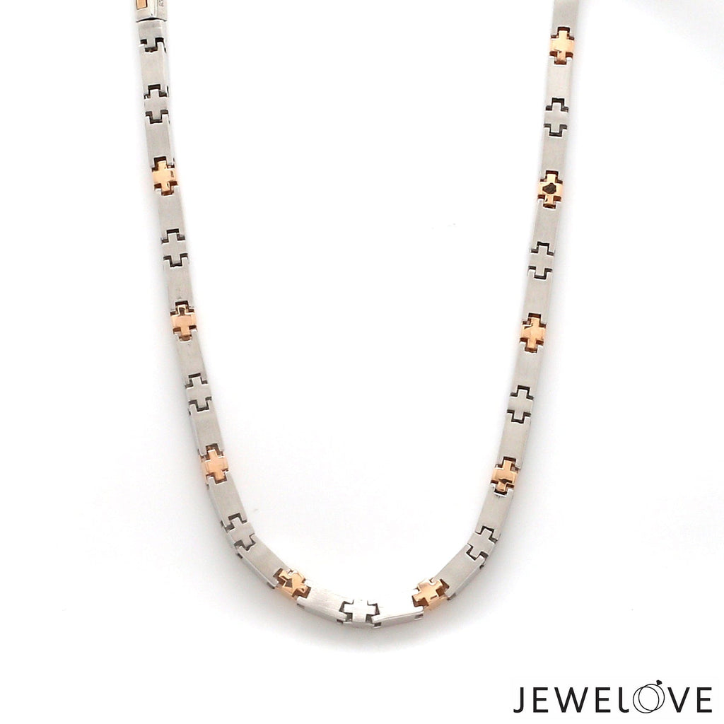 Jewelove™ Chains 3.5mm Platinum Two-Tone Chain with Matte Finish for Men JL PT CH 1232