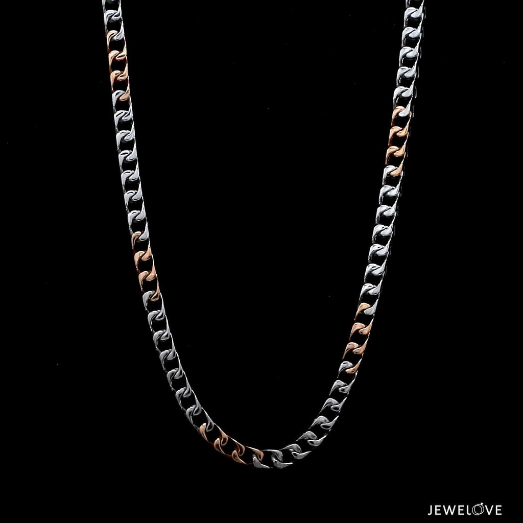 Jewelove™ Chains 3.75mm Platinum Rose Gold Chain with Matte Finish for Men JL PT CH 1235