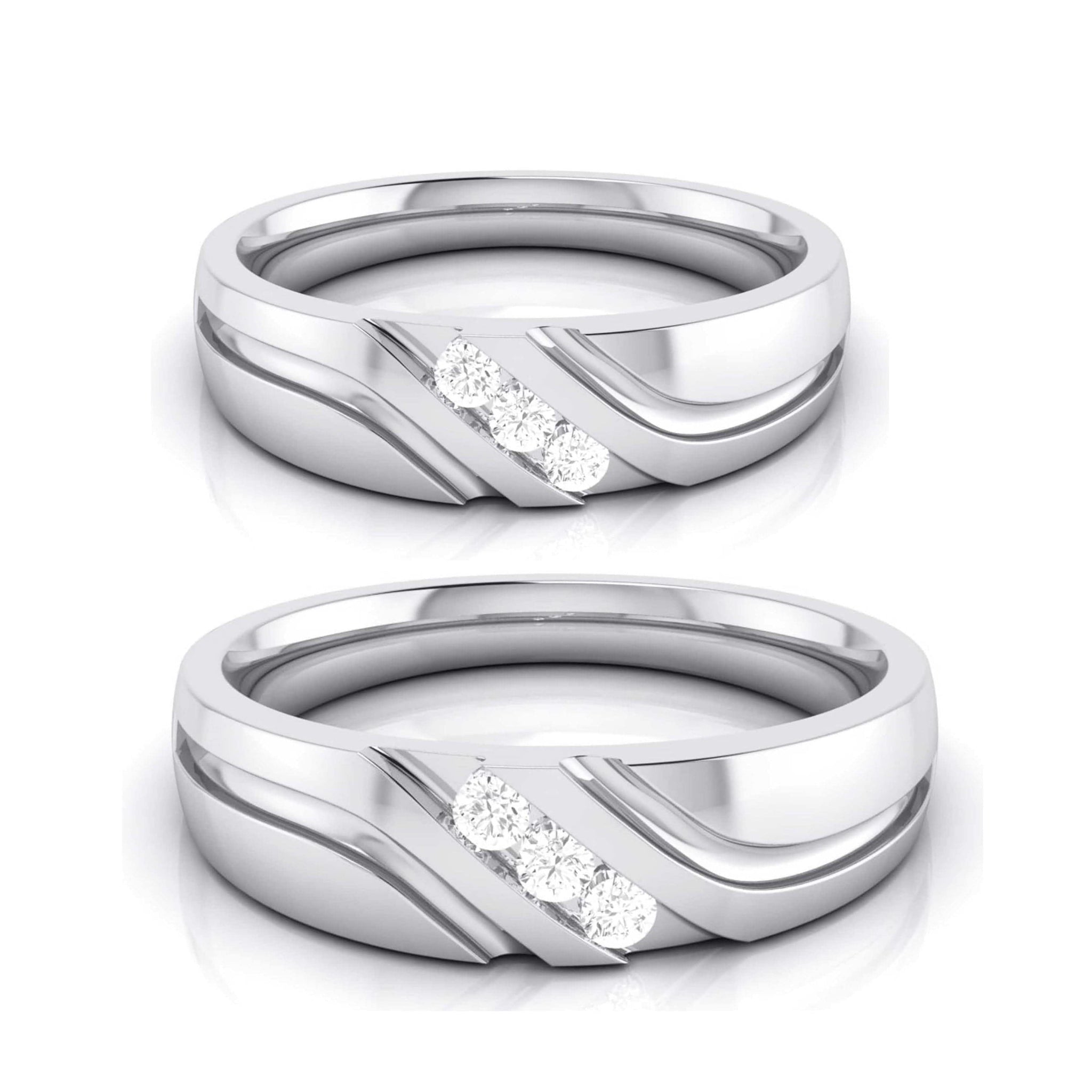 Jewelove™ Rings 3 Diamond Platinum Love Bands JL PT R-8003