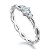Jewelove™ Rings SI IJ / Women's Band only 3 Diamond Platinum Solitaire Ring with a Twist JL PT 932