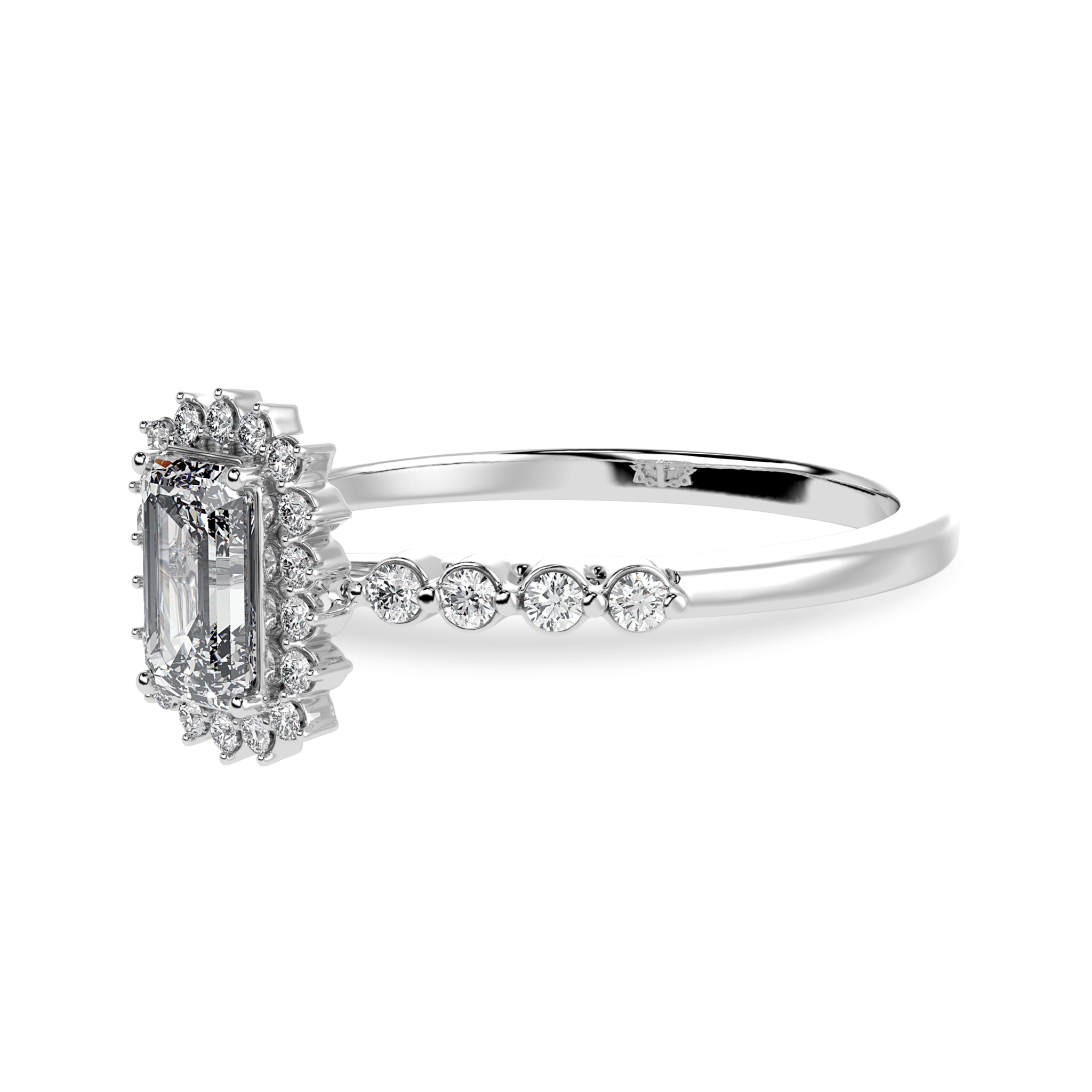 Jewelove™ Rings E VVS / Women's Band only 30-Pointe Emerald Cut Solitaire Diamond Accents Shank Platinum Ring JL PT 1250