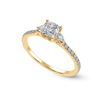Jewelove™ Rings Women's Band only / VVS G 30-Pointer Cushion Cut Solitaire Diamond Accents Shank 18K Yellow Gold Ring JL AU 1241Y