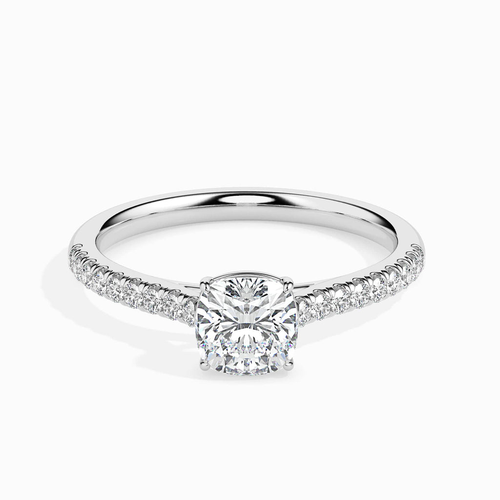 Jewelove™ Rings Women's Band only / VVS G 30-Pointer Cushion Cut Solitaire Diamond Shank Platinum Engagement Ring JL PT 19013