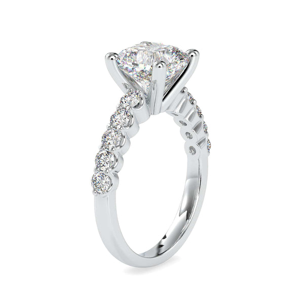 Jewelove™ Rings VVS GH / Women's Band only 30-Pointer Cushion Cut Solitaire Diamond Shank Platinum Ring JL PT 0111