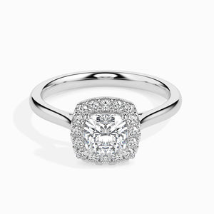 30-Pointer Cushion Cut Solitaire Halo Diamond Platinum Engagement