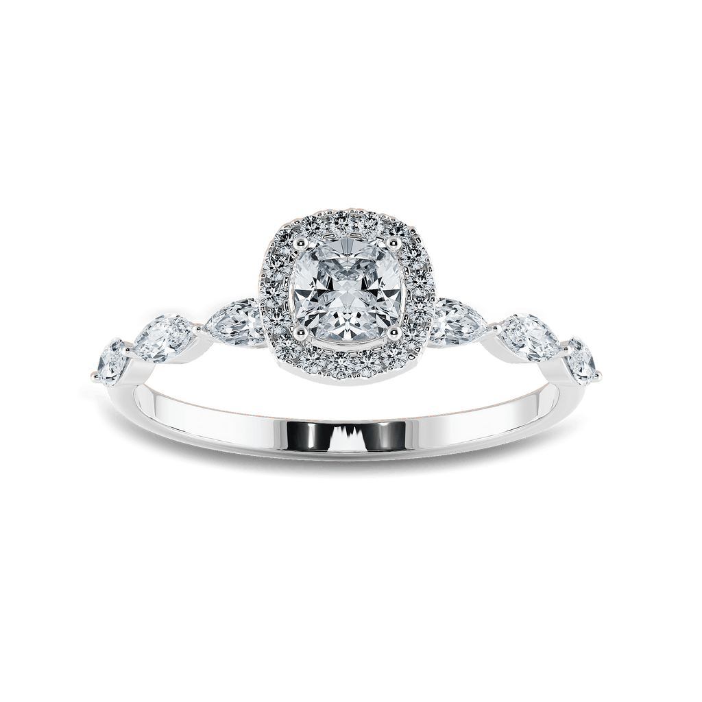 Jewelove™ Rings Women's Band only / VVS G 30-Pointer Cushion Cut Solitaire Halo Diamonds with Pear Cut Diamonds Accents Platinum Engagement Ring JL PT 1271