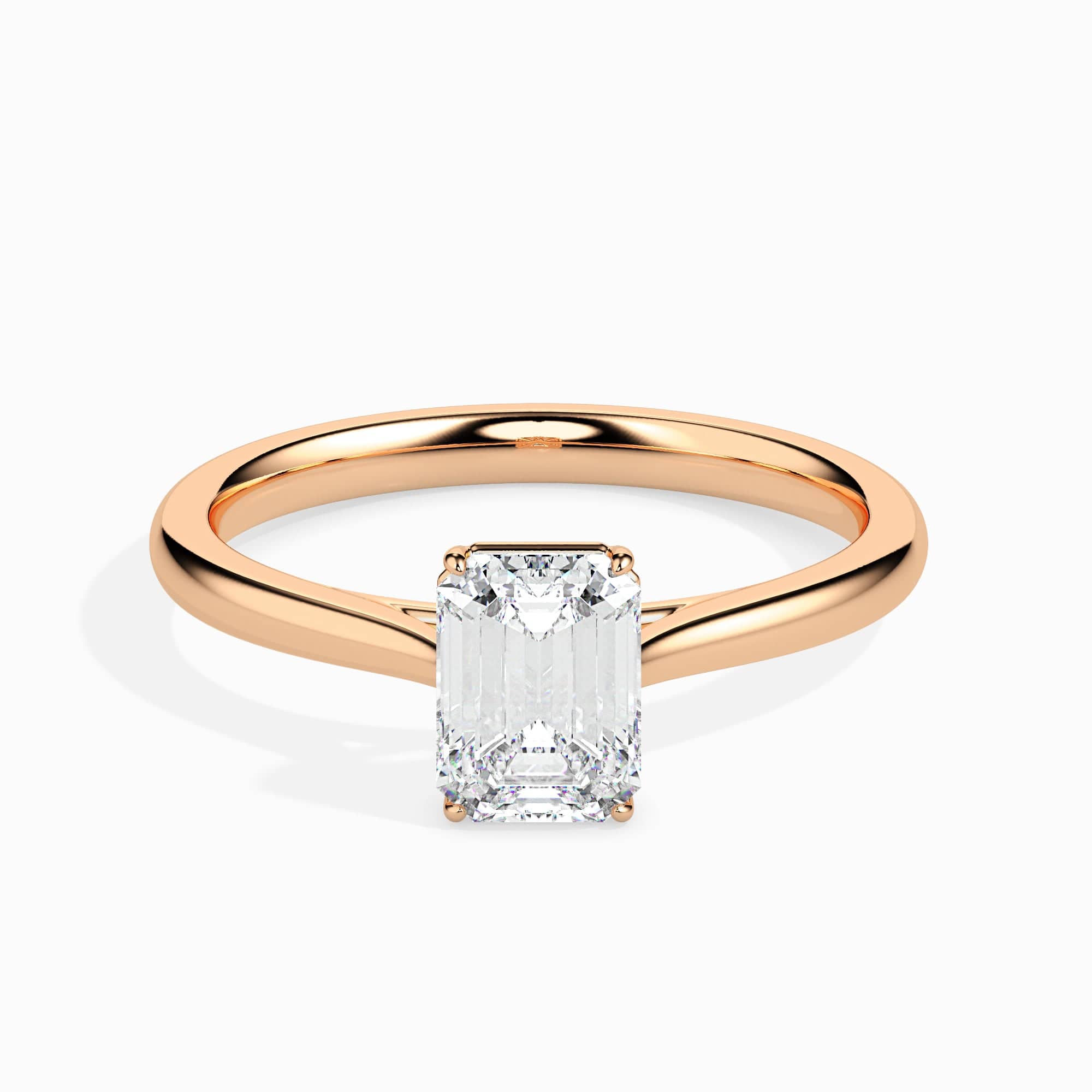 30-Pointer Emerald Cut Solitaire Diamond 18K Rose Gold Solitaire Ring JL AU  19005R