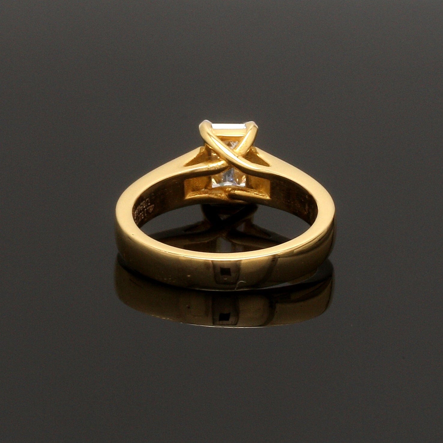 Jewelove™ Rings Women's Band only / E VVS 30-Pointer Emerald Cut Solitaire Diamond 18K Yellow Gold Ring JL AU RS EM 127Y-B