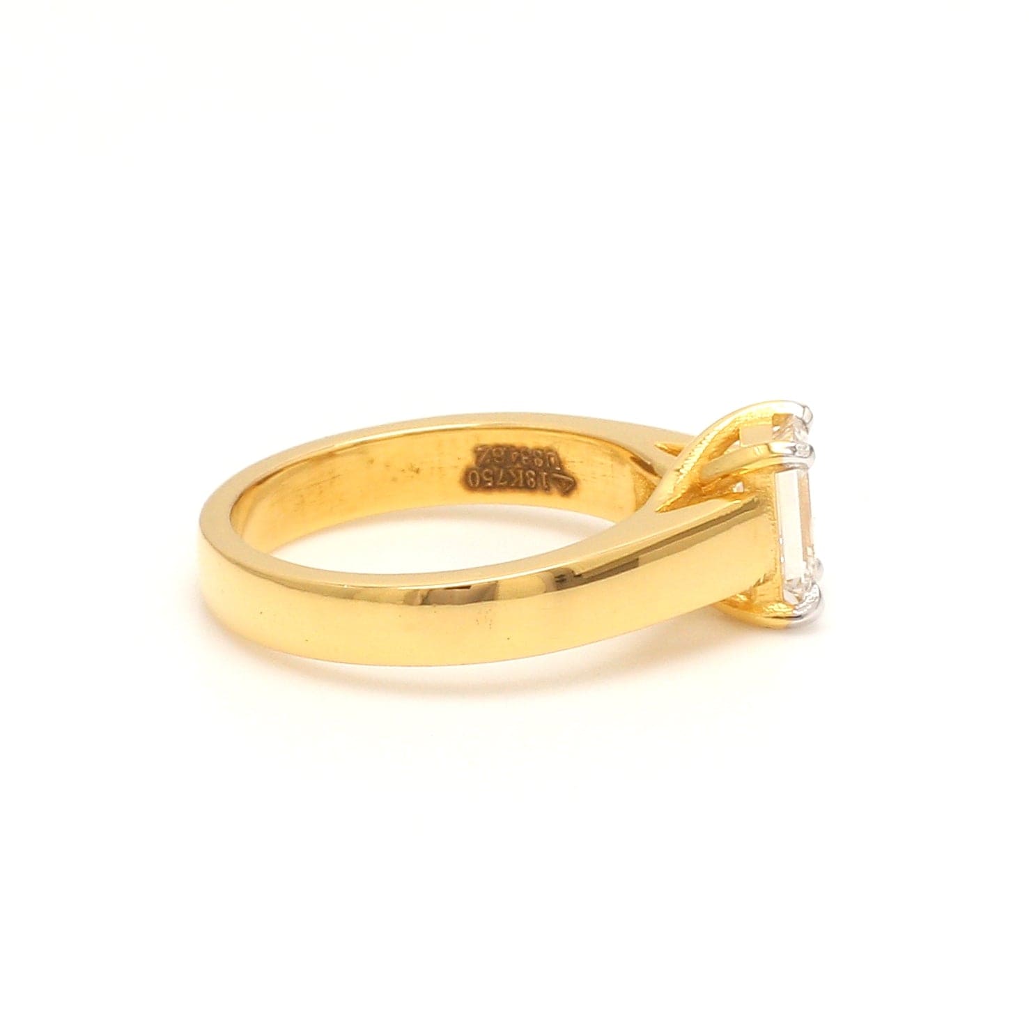 Jewelove™ Rings Women's Band only / E VVS 30-Pointer Emerald Cut Solitaire Diamond 18K Yellow Gold Ring JL AU RS EM 127Y-B