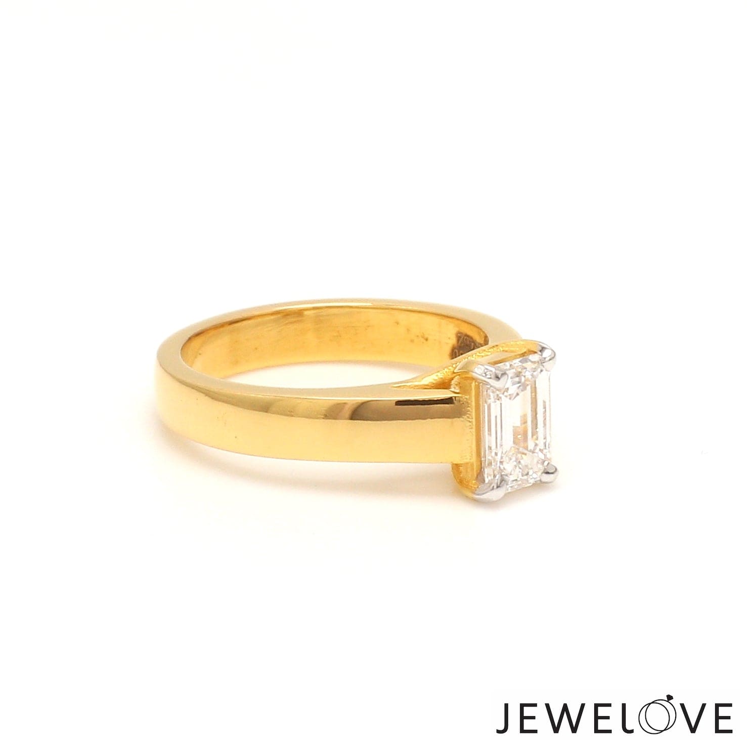 Jewelove™ Rings Women's Band only / E VVS 30-Pointer Emerald Cut Solitaire Diamond 18K Yellow Gold Ring JL AU RS EM 127Y-B