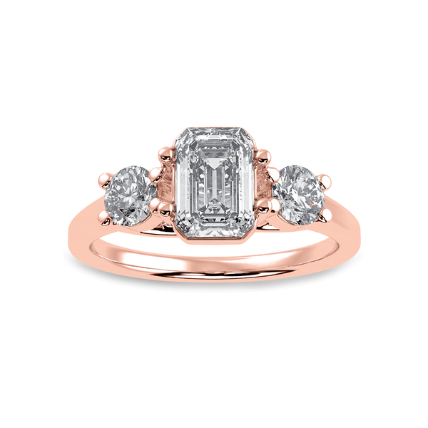 Jewelove™ Rings Women's Band only / VVS E 30-Pointer Emerald Cut Solitaire Diamond Accents 18K Rose Gold Solitaire Ring JL AU 1232R