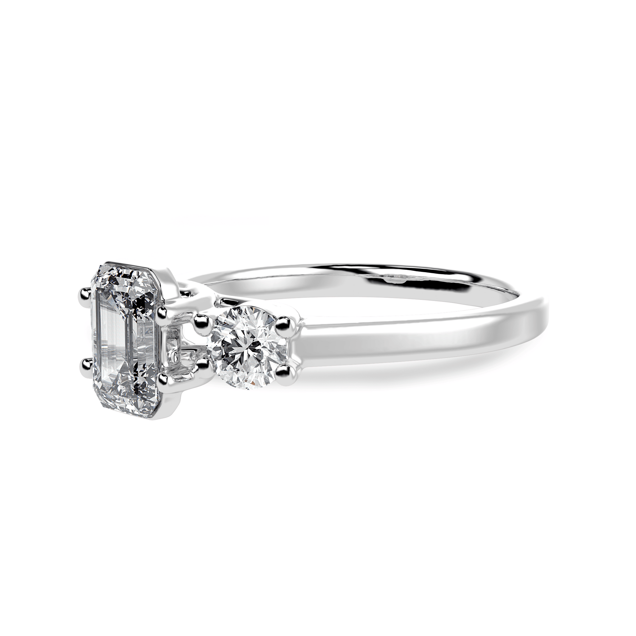 Jewelove™ Rings E VVS / Women's Band only 30-Pointer Emerald Cut Solitaire Diamond Accents Platinum Ring JL PT 1232
