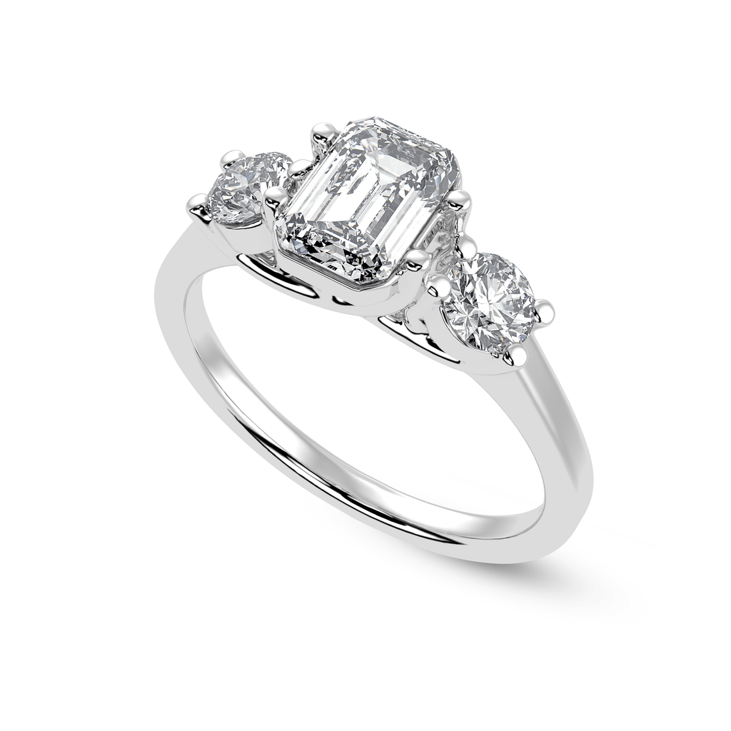 Jewelove™ Rings E VVS / Women's Band only 30-Pointer Emerald Cut Solitaire Diamond Accents Platinum Ring JL PT 1232