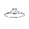 Jewelove™ Rings E VVS / Women's Band only 30-Pointer Emerald Cut Solitaire Diamond Accents Shank Platinum Ring JL PT 1242