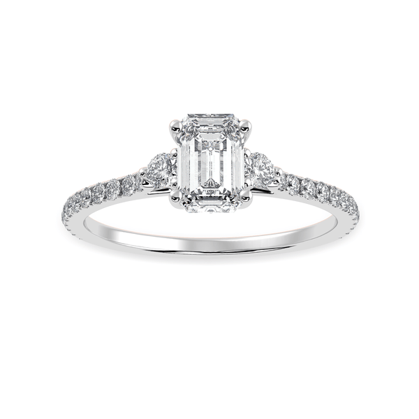 Jewelove™ Rings E VVS / Women's Band only 30-Pointer Emerald Cut Solitaire Diamond Accents Shank Platinum Ring JL PT 1242