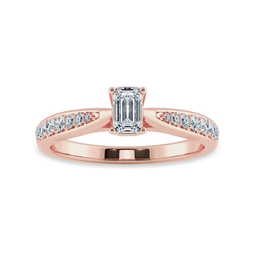 Jewelove™ Rings Women's Band only / VVS E 30-Pointer Emerald Cut Solitaire Diamond Shank 18K Rose Gold Solitaire Ring JL AU 1280R