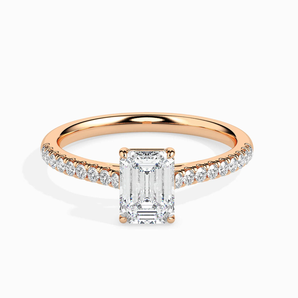 Jewelove™ Rings Women's Band only / VVS E 30-Pointer Emerald Cut Solitaire Diamond Shank 18K Rose Gold Solitaire Ring JL AU 19015R
