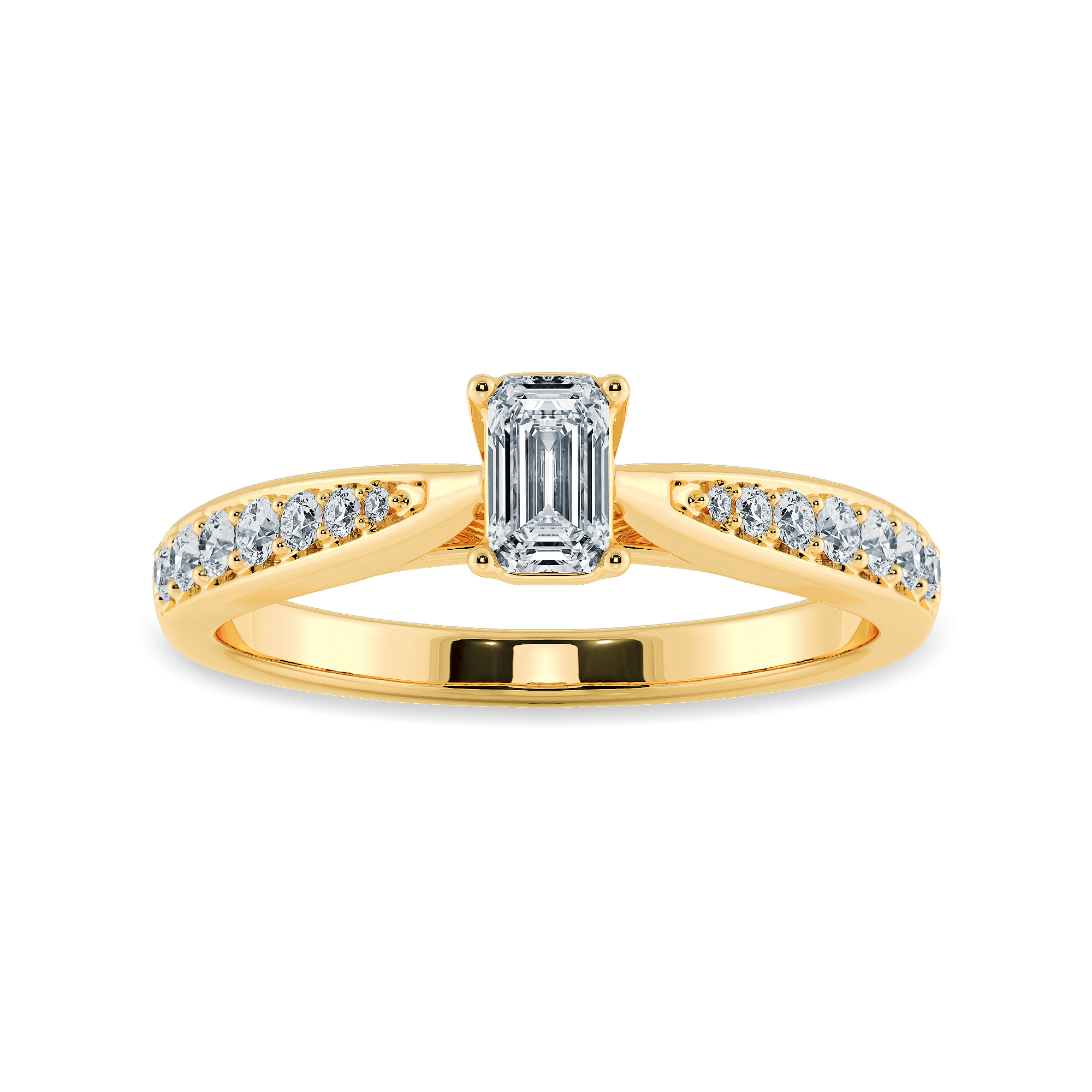 Jewelove™ Rings Women's Band only / VVS E 30-Pointer Emerald Cut Solitaire Diamond Shank 18K Yellow Gold Ring JL AU 1280Y