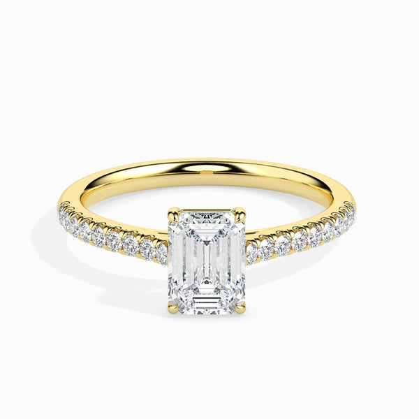 Jewelove™ Rings Women's Band only / VVS E 30-Pointer Emerald Cut Solitaire Diamond Shank 18K Yellow Gold Ring JL AU 19015Y