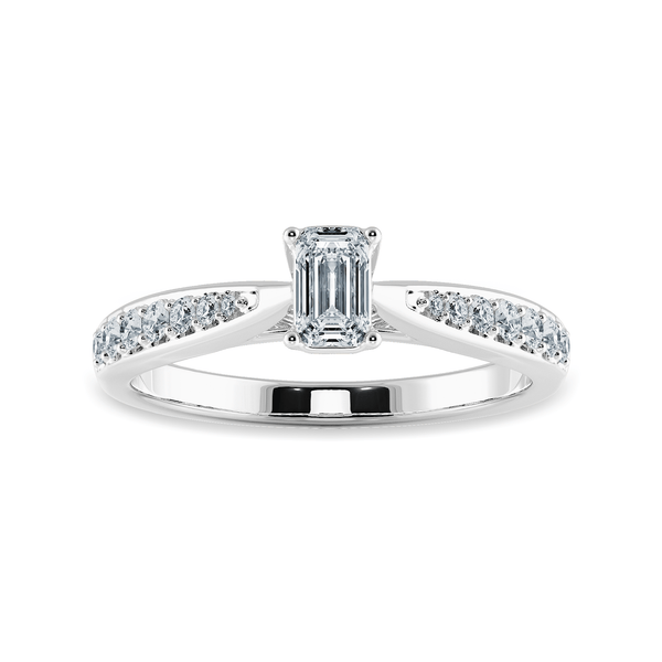 Jewelove™ Rings E VVS / Women's Band only 30-Pointer Emerald Cut Solitaire Diamond Shank Platinum Ring JL PT 1280