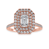 Jewelove™ Rings Women's Band only / VVS E 30-Pointer Emerald Cut Solitaire Double Halo Diamond Shank 18K Rose Gold Ring JL AU 1296R