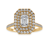 Jewelove™ Rings Women's Band only / VVS E 30-Pointer Emerald Cut Solitaire Double Halo Diamond Shank 18K Yellow Gold Ring JL AU 1296Y