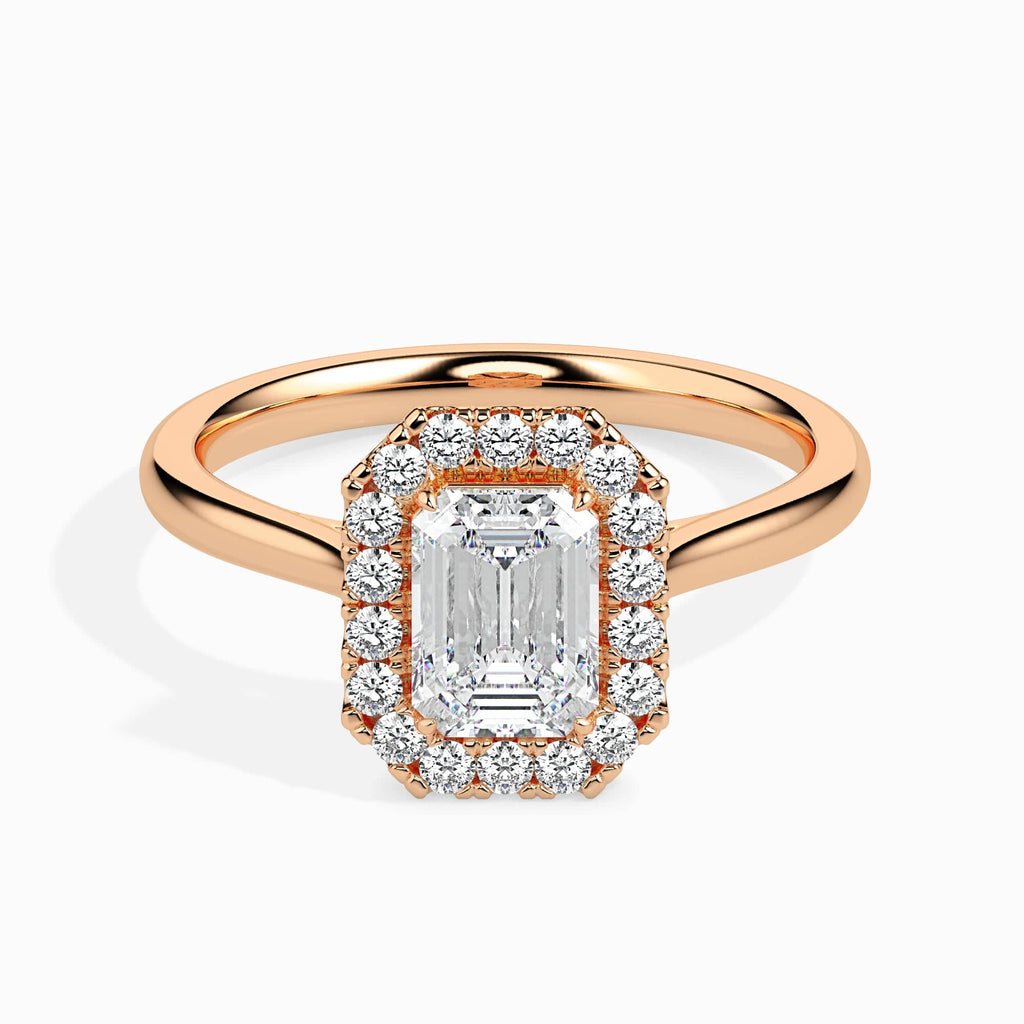 Jewelove™ Rings Women's Band only / VVS E 30-Pointer Emerald Cut Solitaire Halo Diamond 18K Rose Gold Solitaire Ring JL AU 19025R