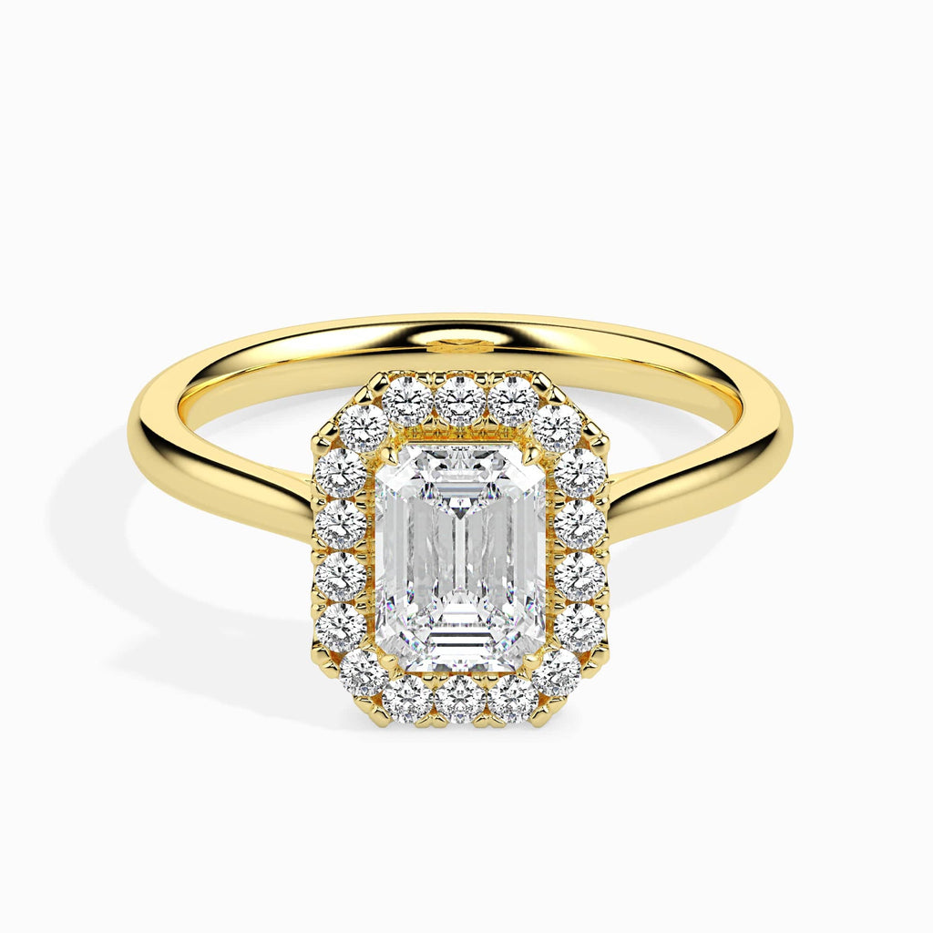 Jewelove™ Rings Women's Band only / VVS E 30-Pointer Emerald Cut Solitaire Halo Diamond 18K Yellow Gold Ring JL AU 19025Y