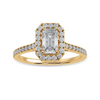 Jewelove™ Rings Women's Band only / VVS E 30-Pointer Emerald Cut Solitaire Halo Diamond Shank 18K Yellow Gold Ring JL AU 1288Y
