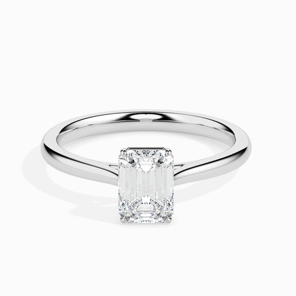 Jewelove™ Rings E VVS / Women's Band only 30-Pointer Emerald Cut Solitaire Shank Platinum Ring JL PT 19005