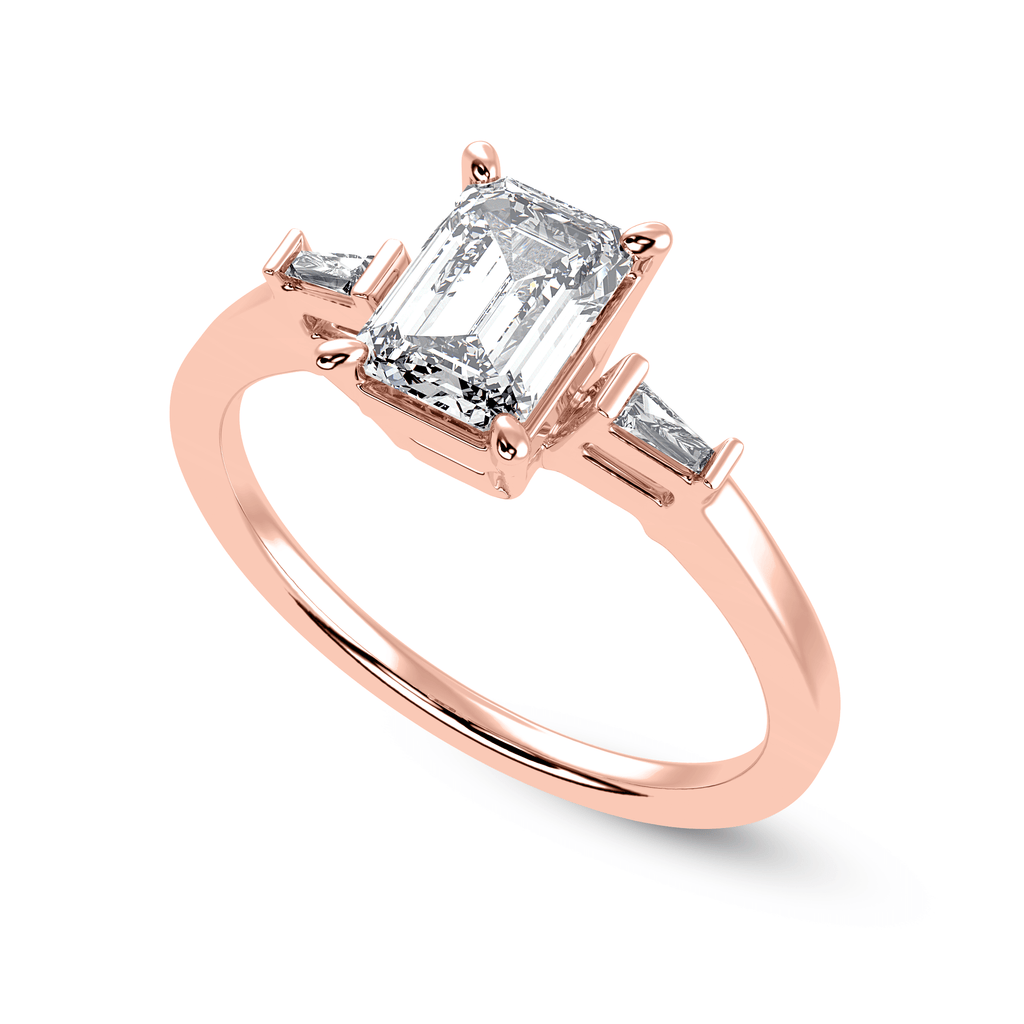 Jewelove™ Rings Women's Band only / VVS E 30-Pointer Emerald Cut Solitaire with Baguette Cut Diamond Accents 18K Rose Gold Solitaire Ring JL AU 1224R