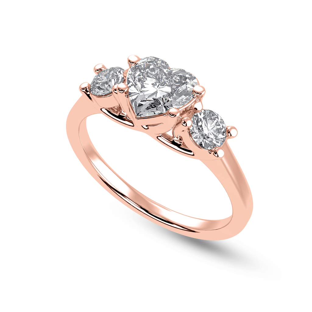 Jewelove™ Rings Women's Band only / VS I 30-Pointer Heart Cut Solitaire Diamond Accents 18K Rose Gold Ring JL AU 1233R
