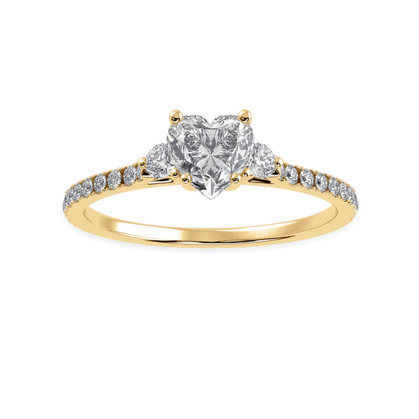 Jewelove™ Rings Women's Band only / VS I 30-Pointer Heart Cut Solitaire Diamond Accents Shank 18K Yellow Gold Ring JL AU 1243Y