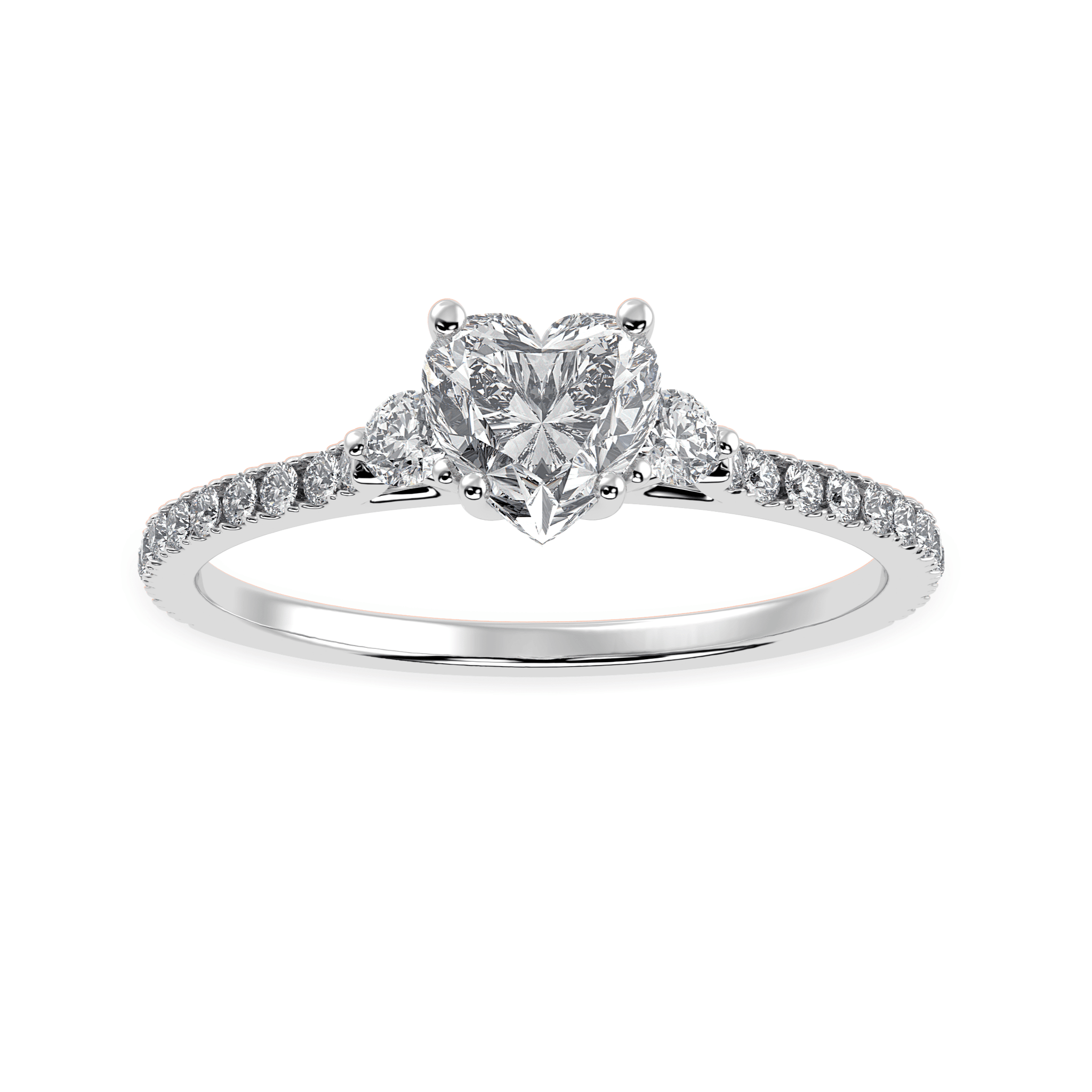 Jewelove™ Rings I VS / Women's Band only 30-Pointer Heart Cut Solitaire Diamond Accents Shank Platinum Ring JL PT 1243