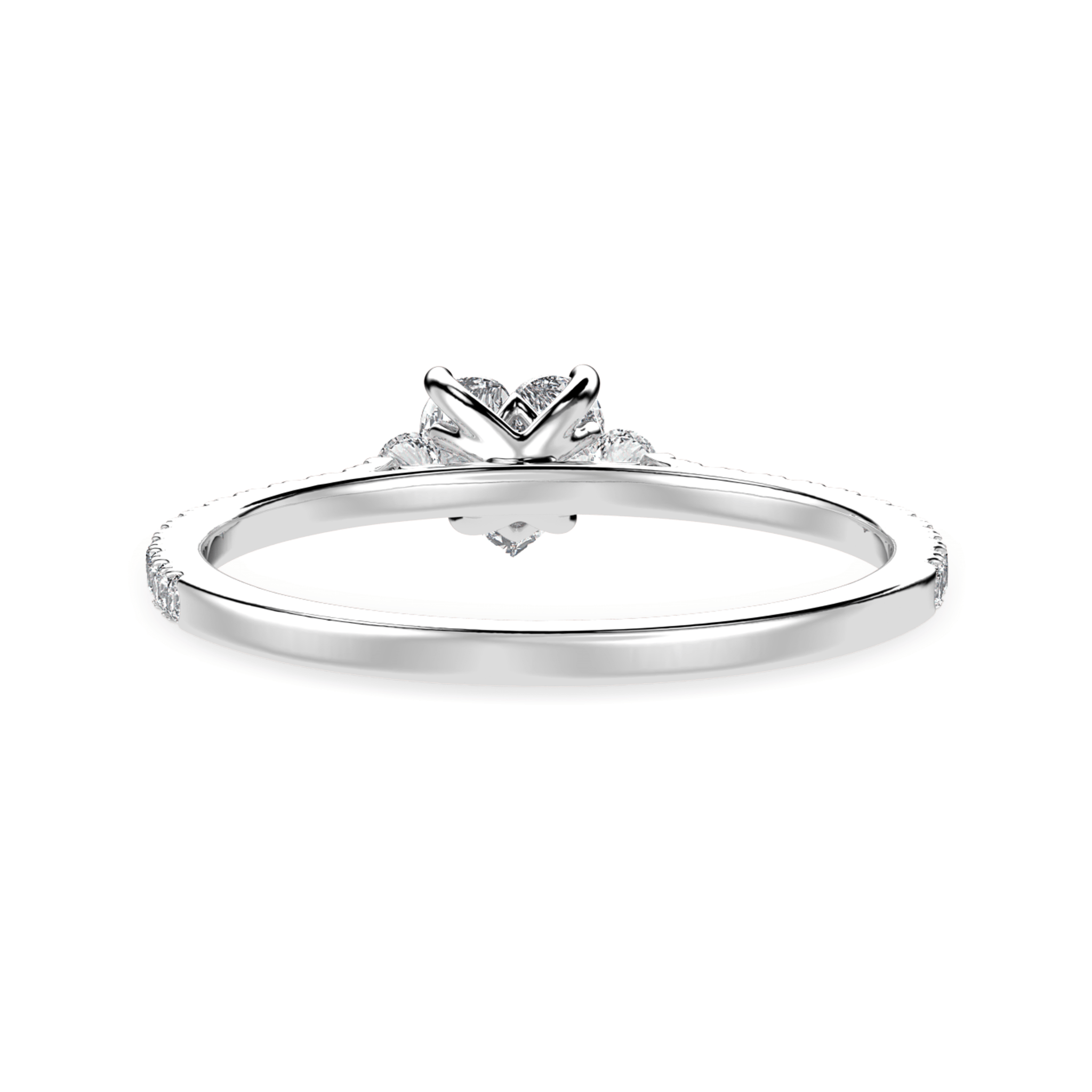 Jewelove™ Rings I VS / Women's Band only 30-Pointer Heart Cut Solitaire Diamond Accents Shank Platinum Ring JL PT 1243