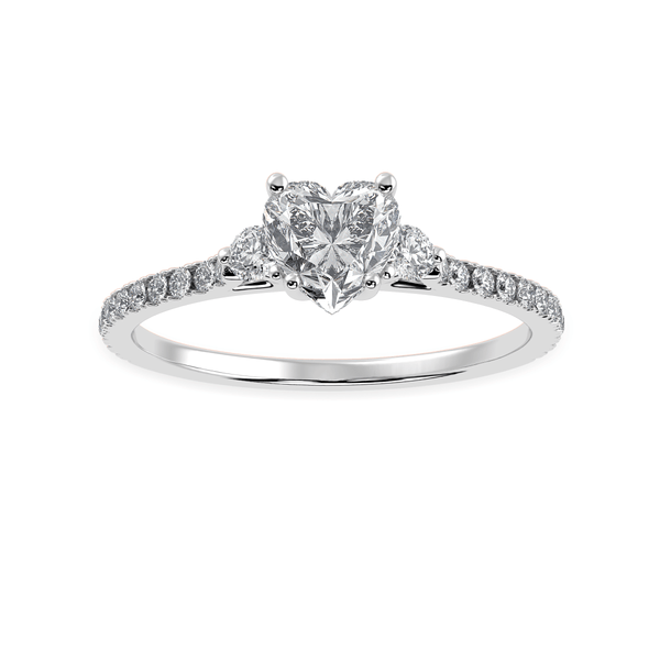 Jewelove™ Rings I VS / Women's Band only 30-Pointer Heart Cut Solitaire Diamond Accents Shank Platinum Ring JL PT 1243