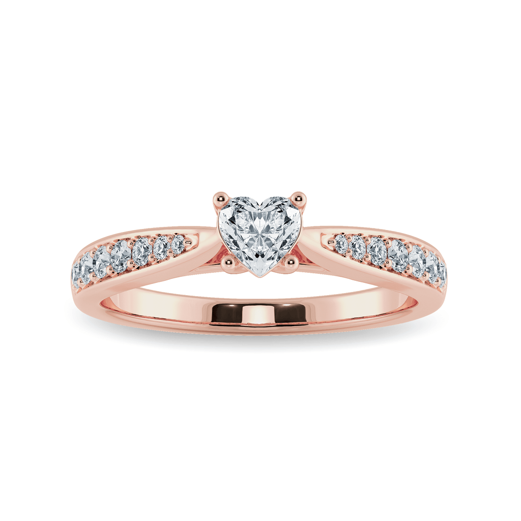Jewelove™ Rings Women's Band only / VS I 30-Pointer Heart Cut Solitaire Diamond Shank 18K Rose Gold Ring JL AU 1281R