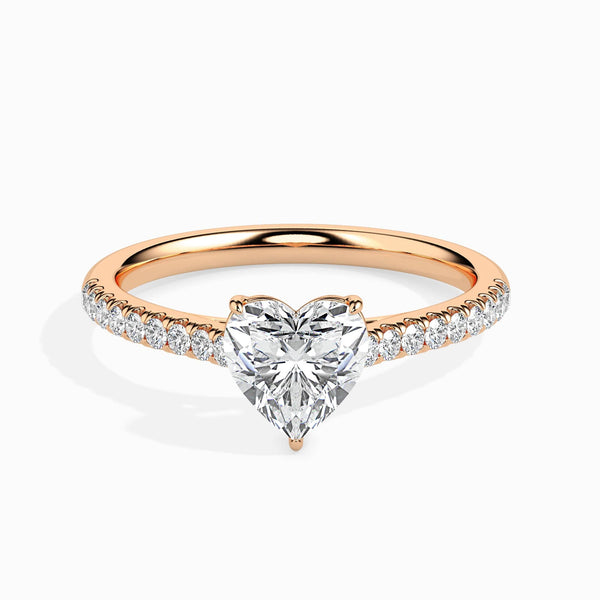Jewelove™ Rings Women's Band only / VS I 30-Pointer Heart Cut Solitaire Diamond Shank 18K Rose Gold Ring JL AU 19018R