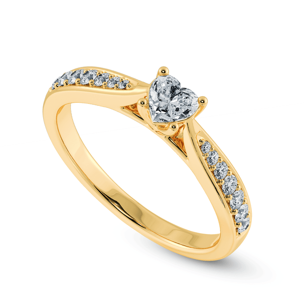 Jewelove™ Rings Women's Band only / VS I 30-Pointer Heart Cut Solitaire Diamond Shank 18K Yellow Gold Ring JL AU 1281Y
