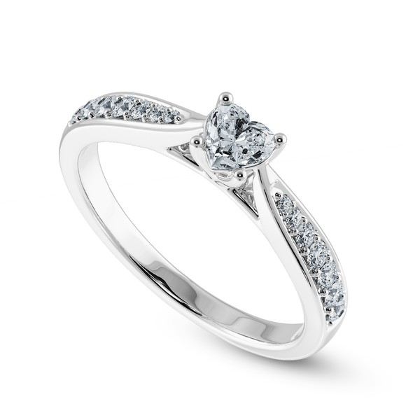 Jewelove™ Rings I VS / Women's Band only 30-Pointer Heart Cut Solitaire Diamond Shank Platinum Ring JL PT 1281