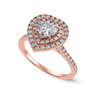Jewelove™ Rings Women's Band only / VS I 30-Pointer Heart Cut Solitaire Double Halo Diamond Shank 18K Rose Gold Ring JL AU 1297R