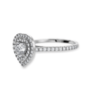 Jewelove™ Rings I VS / Women's Band only 30-Pointer Heart Cut Solitaire Double Halo Diamond Shank Platinum Ring JL PT 1297