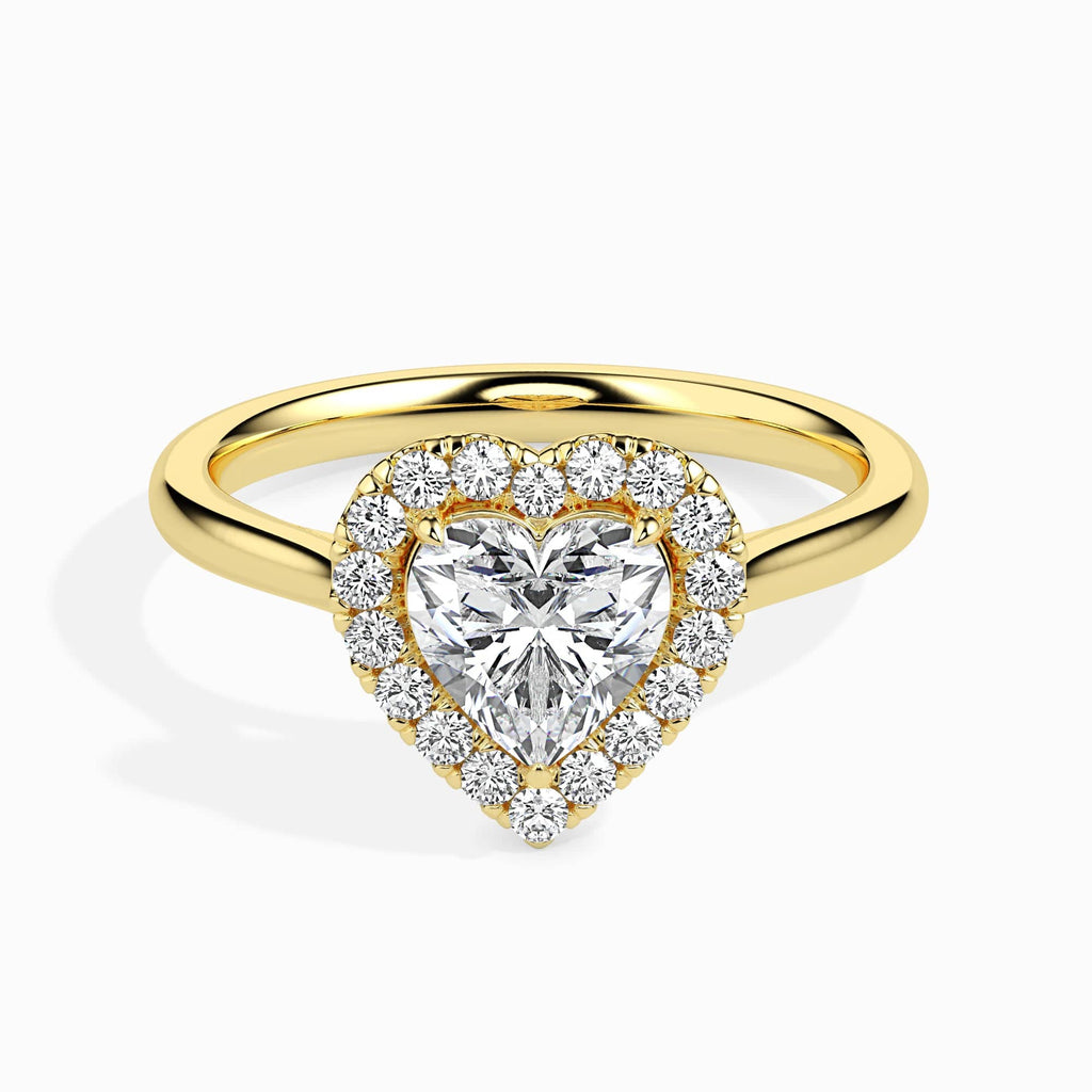 Jewelove™ Rings Women's Band only / VS I 30-Pointer Heart Cut Solitaire Halo Diamond 18K Yellow Gold Ring JL AU 19028Y