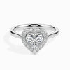 Jewelove™ Rings I VS / Women's Band only 30-Pointer Heart Cut Solitaire Halo Diamond Platinum Ring JL PT 19028