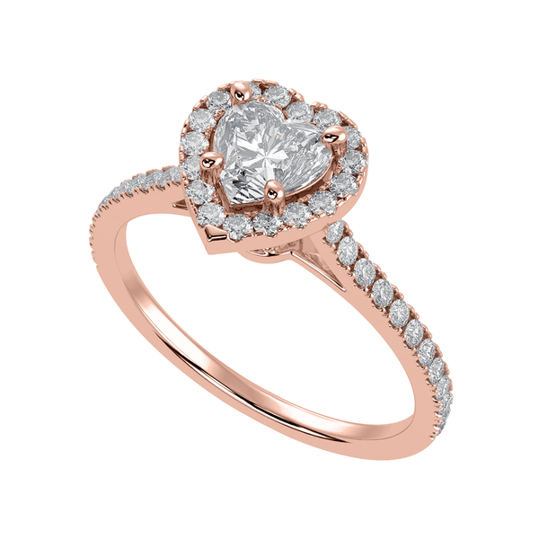 Jewelove™ Rings Women's Band only / VS I 30-Pointer Heart Cut Solitaire Halo Diamond Shank 18K Rose Gold Ring JL AU 1289R