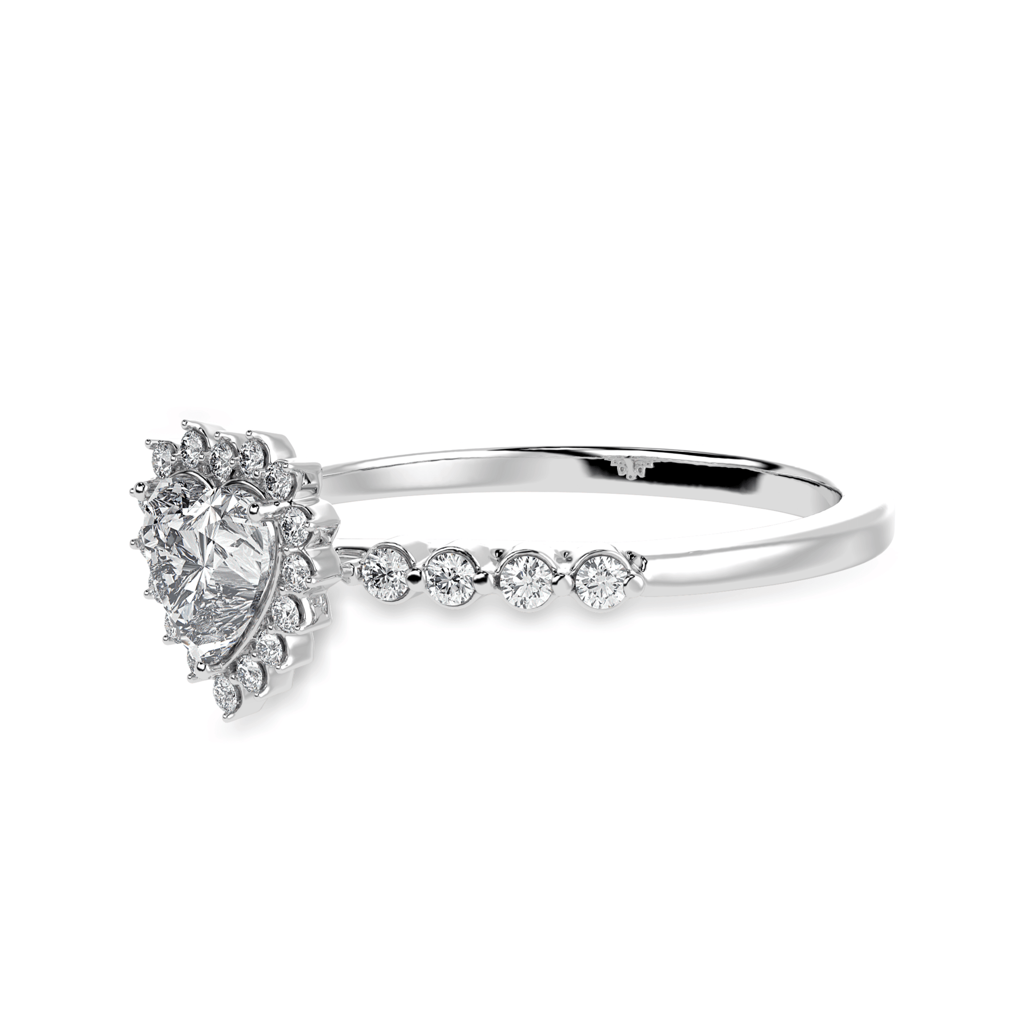 Jewelove™ Rings I VS / Women's Band only 30-Pointer Heart Cut Solitaire Halo Diamond Shank Platinum Ring JL PT 1251