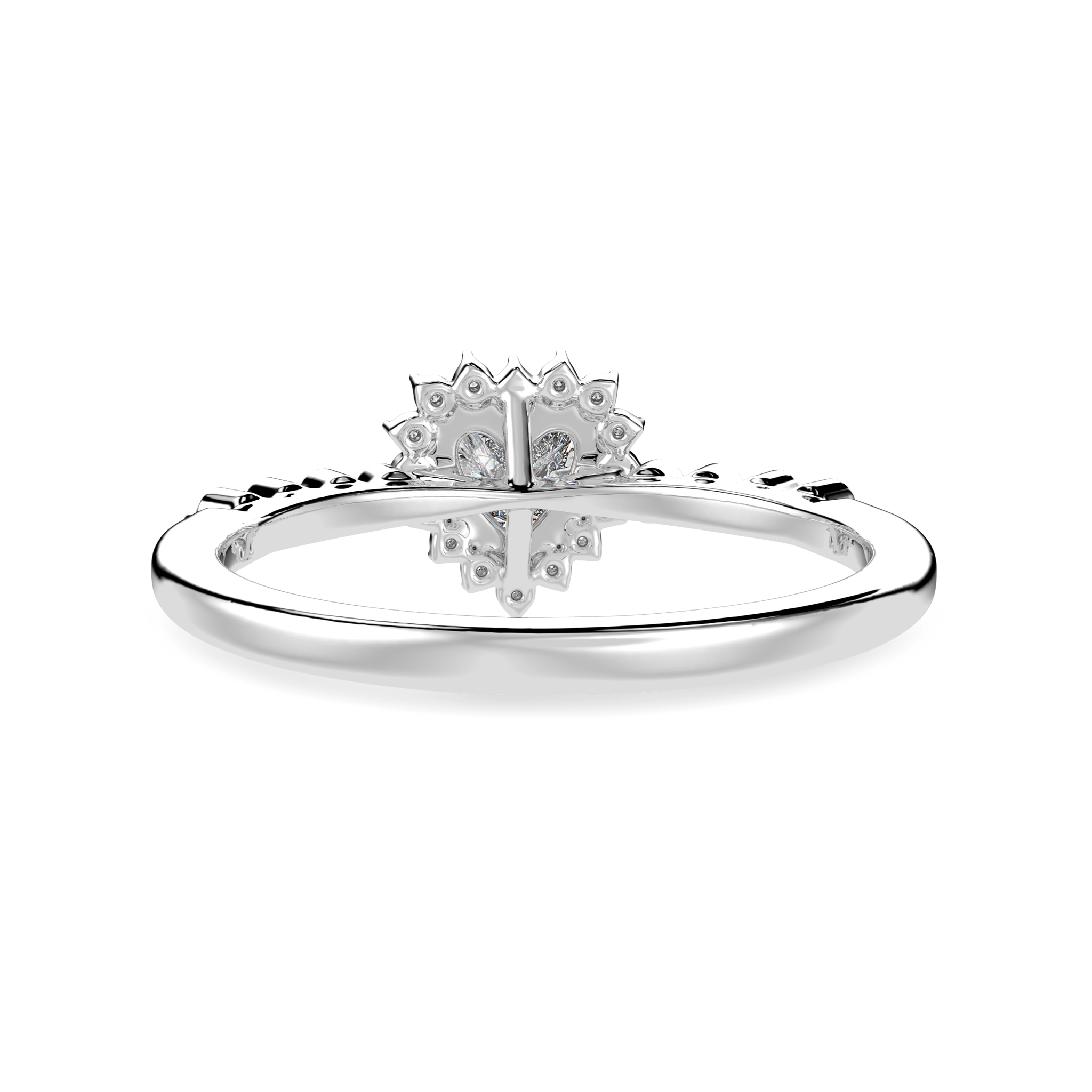 Jewelove™ Rings I VS / Women's Band only 30-Pointer Heart Cut Solitaire Halo Diamond Shank Platinum Ring JL PT 1251
