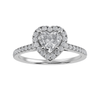 Jewelove™ Rings I VS / Women's Band only 30-Pointer Heart Cut Solitaire Halo Diamond Shank Platinum Ring JL PT 1289
