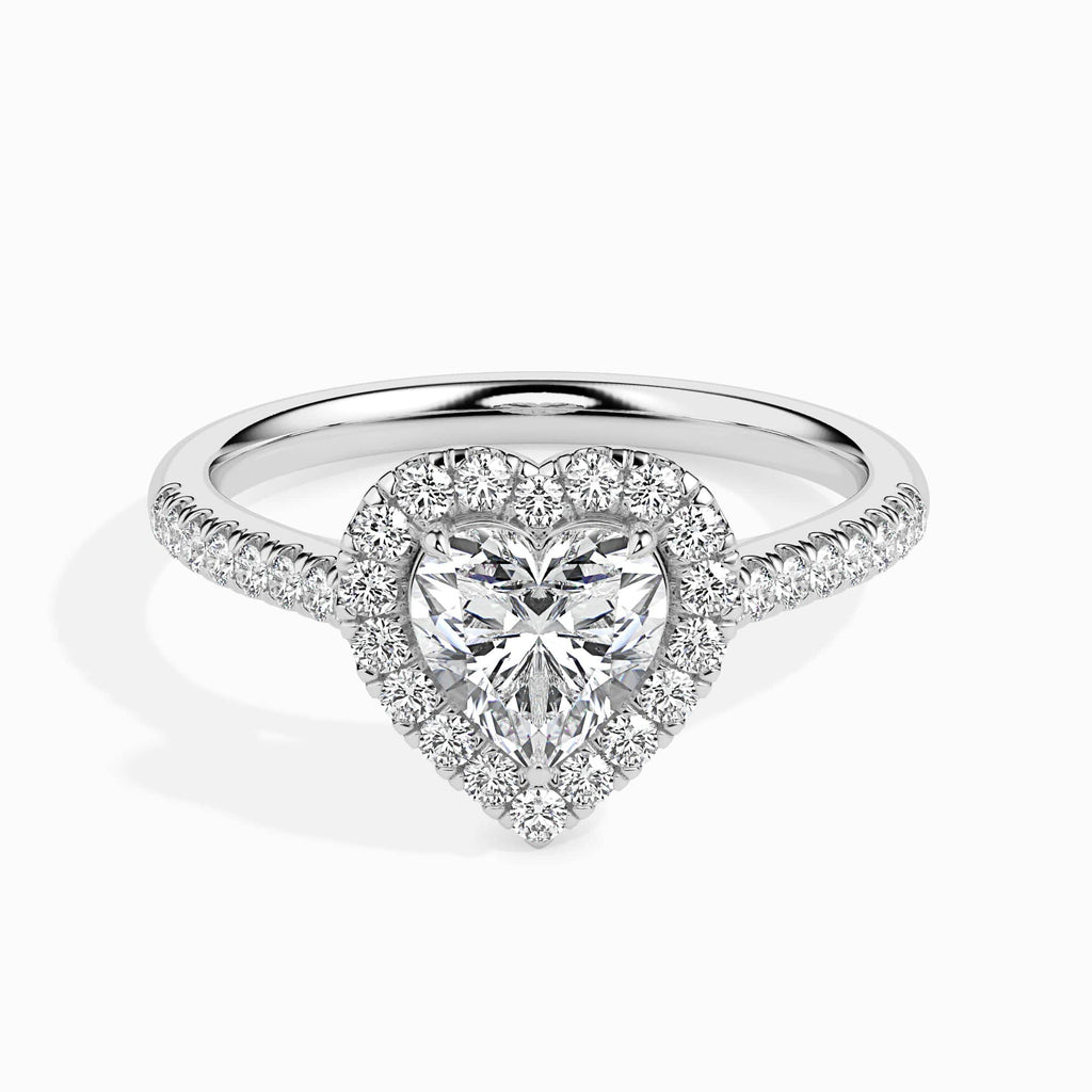 Jewelove™ Rings I VS / Women's Band only 30-Pointer Heart Cut Solitaire Halo Diamond Shank Platinum Ring JL PT 19038