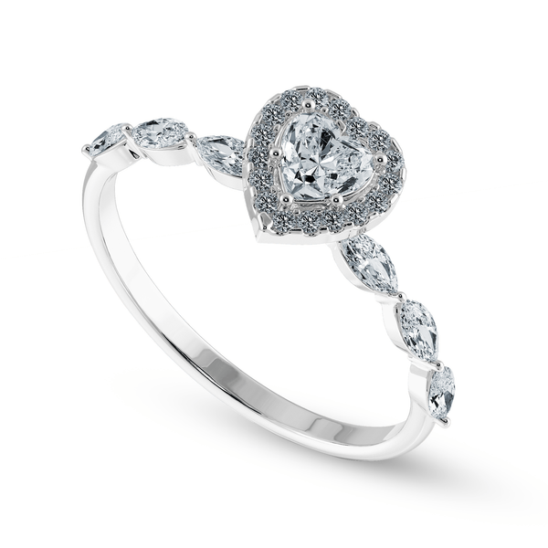 Jewelove™ Rings I VS / Women's Band only 30-Pointer Heart Cut Solitaire Halo Diamonds with Marquise Cut Diamonds Accents Platinum Ring JL PT 1273